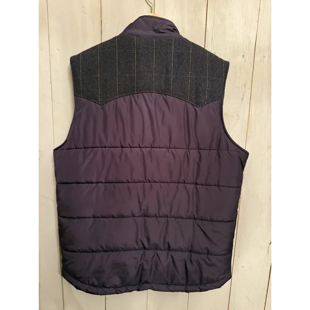 Ted‎ Baker Puffer Quilted Gilet Vest Full Zip Button Western Navy Blue Sz-6(XL)